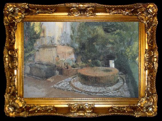 framed  Joaquin Sorolla Fountain Garden, ta009-2